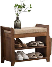 YANG 2 Livello Wooden Shoe Rack Change Scarpe Panca Imbottita poggiapiedi Bagagli Petto Guardaroba Dressing Table Sgabello ottomano Carico 250kg (Size : L/60CM)