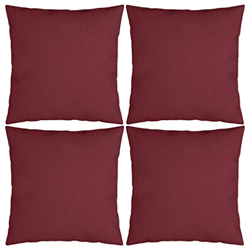 vidaXL Cuscini Decorativi 4 pz Rosso Vino 50x50 cm in Tessuto