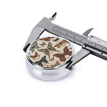 Scatola rotonda per medicina portatile, mini pillole in metallo, dispenser per pillole tascabili, borsa da viaggio, farfalle e falene