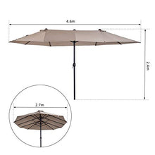 Outsunny Ombrellone da Giardino 460x270x240cm Doppio con Apertura a Manovella, Acciaio e Poliestere Color caffè