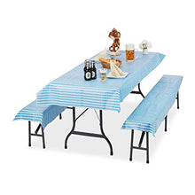 Relaxdays Tovaglie per Tavoli e Panche da Birreria Oktoberfest, in Set da 3, 250x100 cm, 2 Copri Panchine, Bianco-Blu