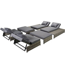 Festnight 15 Pz Set Salotto Sdraio Prendisole Mobili Prendisole da Sole Reclinabile con Cuscini Grigi da Giardino/Patio/Piscina all'Aperto da EsterniEsterni Polirattan Grigio