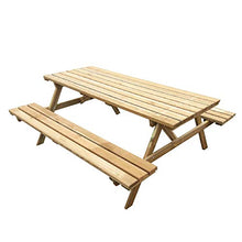 Eco picnic - tavolo da giardino in legno impregnato con panche incorporate tavolo da picnic 6 posti made in italy