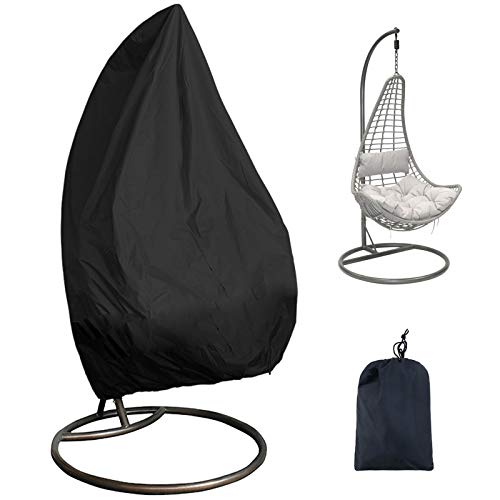 HSGAV Copertura Sedia Dondolo Impermeabili Rattan da Giardino Wicker Sedie Sospese Coperture Mobili Giardino per Sedia Altalena Esterni, 210D Oxford H190Xφ120cm (74,8x47,3 Pollici), Nero