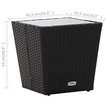 vidaXL Tavolino Tavolo Tavolinetto Tavolo di Servizio Tavolino Laterale Mobile Arredo Arredamento Nero 41,5x41,5x43 cm in Polyrattan e Vetro Temperato