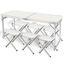 WNN-URG Regolabili Tavolo Pieghevole e 6 sedie, Campeggio Portatile Esterna Tabella di Picnic a Buffet Wedding Cucina Colazione Bar Set Market Garden Partito dell'automobile Indoor URG