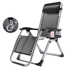 AI LI WEI SHUAIIJUAN Sedia per Il Tempo Libero Domestico Reclining Garden Chair FO Patio |s |Sedie Pieghevoli Regolabili Sdraio reclinabili con Supporto di Tazza ed Il Cuscino, 330lb capacità - Nero