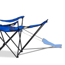 Relaxdays Sedia da Campeggio con Poggiapiedi, Pieghevole con Porta Bevande & Braccioli, Max. 120 kg, Blu