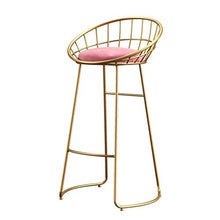 LWW Sgabelli, Ferro colazione pranzo Sgabello per la cucina Bancone casa Sedia per uso professionale Sgabello con schienale alto,Oro,70 cm
