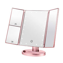 Specchio da Tavolo con Luce di riempimento a LED Specchio per Il Trucco Specchio per Trucco con ingrandimento su Tre Lati Pieghevole e Illuminato Specchio per Trucco con ingrandimento 1x / 2X / 3X