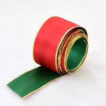 Garneck Confezione da 2 Pezzi Nastro Decorativo Natalizio Nastro di Seta per Decorazioni Natalizie Uso 3 8 cm 15 g (Verde Rosso)