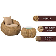 Set di Mobili da Giardino per Esterni, Set di 3 Pezzi di Mobili per Parlare in Rattan Fatti A Mano Soggiorno Giardino Moderno Divano per Il Tempo Libero Combinazione di Tavolini
