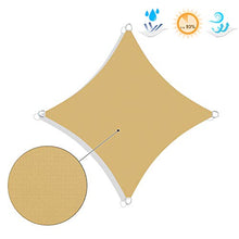 SONGMICS 3 x 3 m Tenda Parasole Vela Ombreggiante, Resistente all'Acqua Fino ad Almeno 1000 mm, Protettiva del Sole, Giardino Cortile Terrazza Campeggio, Poliestere Antistrappo, Color Sabbia GSH33EY