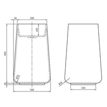 Lavabo freestanding BA31 di pietra solida (Solid Stone) - 50 x 50 x 82 cm - colore a scelta, Colore:Nero/Bianco (opaco)