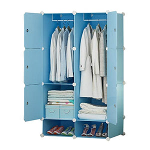 Locker Scarpe-Bit Armadio 2-Hanging Organizer di Plastica 6 Porte Gitter Scaffali Abbigliamento Home Camera Blu 76X47X111CM MUMUJIN