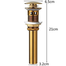 SHDJYR Scarico a Scomparsa per lavabo da Bagno Vaso per lavabo Vanity Oro Spazzolato Kit di Ricambio per assemblaggio in Ottone Massiccio Tappo Flip Top Overflow con Troppo Pieno