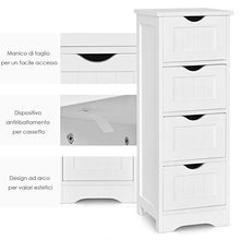 COSTWAY Cassettiera di Legno con Vari Cassetti, Cassettiera Verticale da Terra, Comò Moderno e Resistente, Mobiletto Autoportante per Salone Camera da Letto Bagno Ufficio (4 Cassetti, bianco)