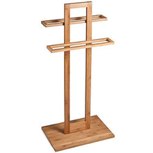 Portasciugamani da Terra Autoportante in Legno Bambu Piantana da Bagno 2 Bracci Dimensione 37 x 25 x 85