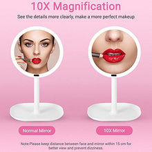 Haofy Specchio per il trucco Specchio per il trucco con luci, ingrandimento 10X, specchio per il trucco illuminato, doppia alimentazione, specchio per il trucco LED portatile