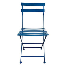 PiuShopping Set da Pranzo per Giardino, in Acciaio con Tavolo Rotondo E 2 SEDIE Pieghevoli (Azzurro)