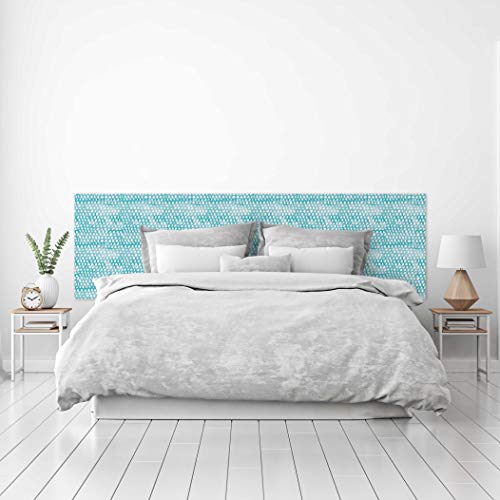 MEGADECOR Testiera per letto in PVC, decorativa, economica, motivo scame, colore azzurro e acquerello, varie misure (200 cm x 60 cm)