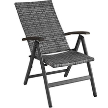TecTake 800721 Poltrona da Giardino per Rilassarsi, Regolabile a 5 Altezze, Polyrattan, 68 x 58 x 107,5 cm -Disponibile in Diversi Colori (Grigio | No. 403234)