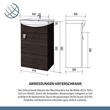 Planetmöbel - Set di mobili da bagno composto da mobile sotto-lavabo e armadietto a specchio, con sifone, ideale per il bagno degli ospiti, legno wengé