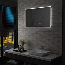 LED-Badspiegel mit Touch-Sensor und Zeitanzeige 100×60 cm