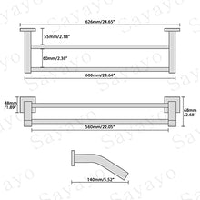 Sayayo Porta Asciugamani Bagno Nero, 60CM Doppio Portasciugamani in Acciaio Inox SUS304, Porta Salviette da Parete per Cucina Bagno, EGK9009-B
