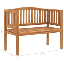 Festnight Panca da Giardino a 2 Posti in Legno Massello di Teak 120 cm Panca con Schienale e Braccioli Divanetto da Giardino per Esterno in Legno