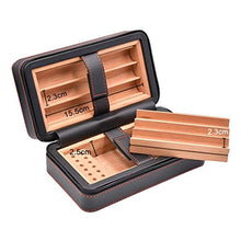 NIHAOA Accessori del Sigaro Pelle corrosione Caso Cigar Humidor Viaggi, Legno di Cedro Foderato con umidificatore e Rimovibile vassoi, Portable Light Weight Cigar Box Gift Set Buon apporto di umidità