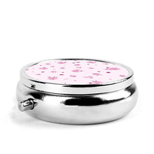 Ditsy - Contenitore rotondo per pillole con 3 scomparti in metallo, stile vintage, con rose pastello, per medicina e vitamine, per viaggi all'aperto