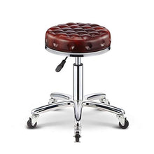 YS Sedia Beauty Work Bench Piattaforma Di Sollevamento Imbottita in Spugna in Acciaio Inossidabile con Ruote Sgabello da Bar,Vino Rosso