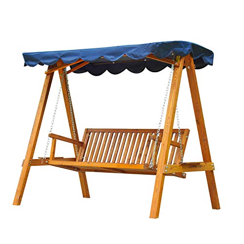 homcom Oursunny - Dondolo con baldacchino 3 posti altalena da giardino panchina swing in legno