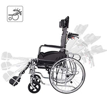Sedia A Rotelle Pieghevole, Sedia A Rotelle Reclinabile Multifunzionale Completamente Sdraiata con Comò Carrello per Disabili per Anziani A Quattro Ruote A