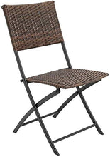 MUY Warmiehomy - Set di mobili da giardino in rattan, set da 3 pezzi, tavolo e sedie pieghevoli per esterni, per balcone, caffè, cortile, marrone, marrone