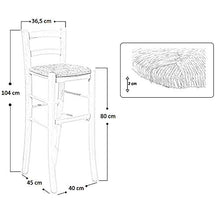 Sgabello In Legno Massello Con Seduta In Paglia Alto 80 Cm Da Terra Già Montato