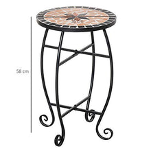 Outsunny Tavolino da Giardino, Tavolo da Esterno in Metallo Nero e Ceramica, Nero e Arancione Ф36 x 58cm