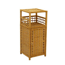 XXSHN Comodino Mobiletto portaoggetti Semplice in Rattan Comodino Quadrato Comodino in Piedi Porta Fiori Scaffale portaoggetti con Porta Ripiani Doppi Scaffale Piccolo per Camera da Letto Comodino