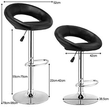 COSTWAY Set di 2 sgabelli da Bar, sgabelli da Cucina per bancone con poggiapiedi, Girevole,Cuoio in PU, (Nero)