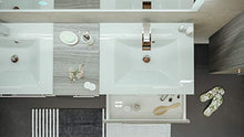 Set da bagno Vitro XL 4 parti incl. lavabos vetro, specchio LED rovere grigio