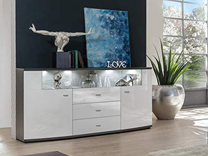 Homeface Credenza Gate 085-01 Front: MDF/Colore: frontale: bianco lucido, corpo: antracite, senza illuminazione LED, senza decorazione