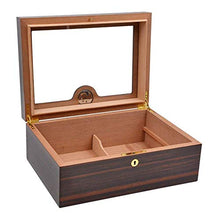 JKCKHA Vetro Trasparente Tetto apribile Visualizza Legno di Cedro Messa Humidor