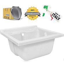 Lavatoio - Pilozzo BIANCO, ALTA RESISTENZA per esterni, materiale di prima scelta e stampo uniforme senza punti deboli, sifone IN REGALO, lavabo per lavanderia. Escelsior(L58,5 x P58,5 x H33)