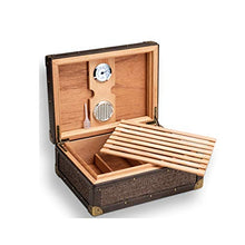 SCDZS Cigar Humidor Creativo di Sicurezza a Due Livelli a Quattro Zone Mat Antico Modello casa Cigar Box 50 Sticks Cigar Humidor Box