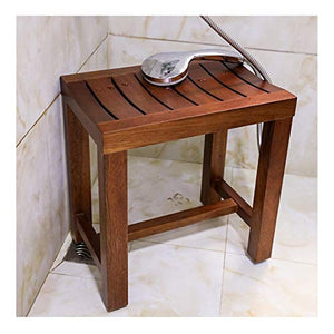 Doccia Sgabello da Sedile, Panca da Bagno, Acero Duro Struttura Stabile Antiscivolo 150kg Ecologico per I Servizi Igienici, Cucina, Hotel, Sauna LSXIAO (Color : Brown, Size : 42x28x43cm)