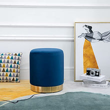 homcom Pouf Design Rotondo, Poggiapiedi Cilindrico Blu con Base Oro e Seduta Imbottita, Casa/Negozio, Ф36x42cm-Max 120kg