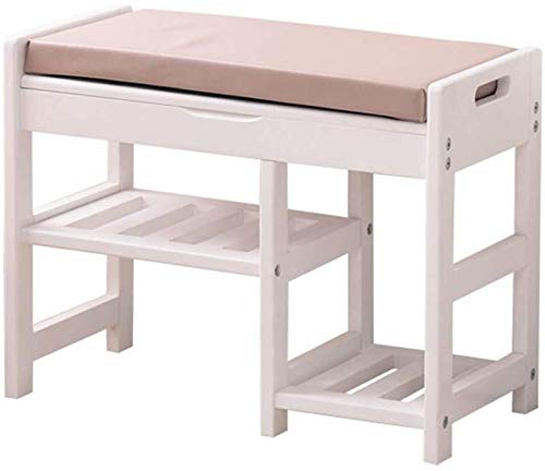 YANG Wooden Shoe Cambio Banco del Pattino cremagliera Imbottito Poggiapiedi Sedile Corridoio Cucina Pouf ottomano Carico 200kg (Color : White, Size : L64.3XW30XH49CM)