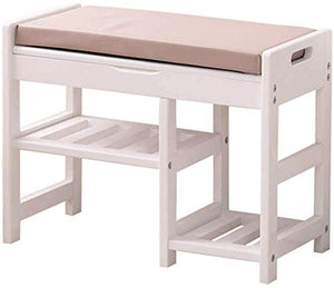 YANG Wooden Shoe Cambio Banco del Pattino cremagliera Imbottito Poggiapiedi Sedile Corridoio Cucina Pouf ottomano Carico 200kg (Color : White, Size : L64.3XW30XH49CM)