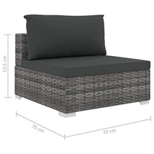 vidaXL Set Divani da Giardino 4 pz con Cuscini Foderati Lavabili Modulare Leggero Elegante Arredi da Esterno in Polyrattan Grigio Telaio in Acciaio